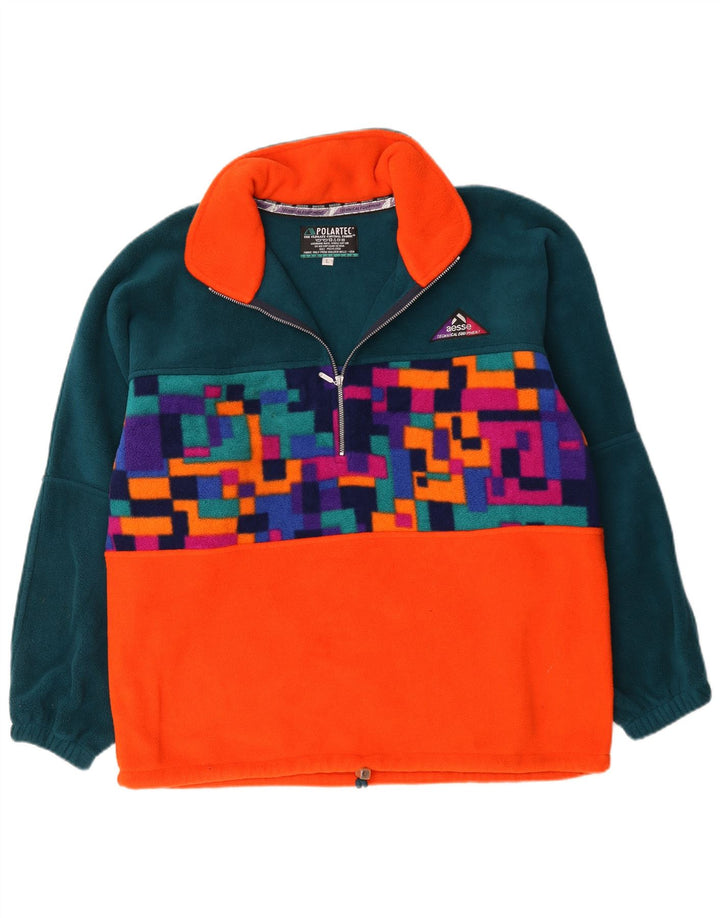 Polartec Ανδρικό φερμουάρ Fleece Jumper Μεγάλο Πράσινο Γεωμετρικό Πολυεστέρας