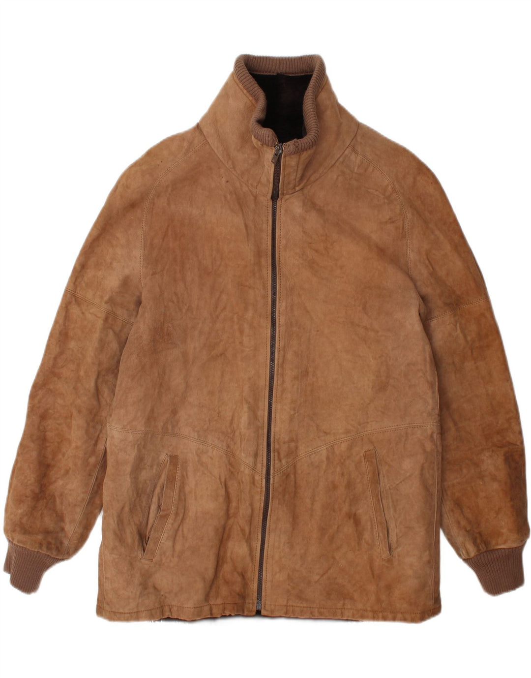 Vintage Ανδρικό Shearling Jacket UK 38 Medium Brown Δερμάτινο