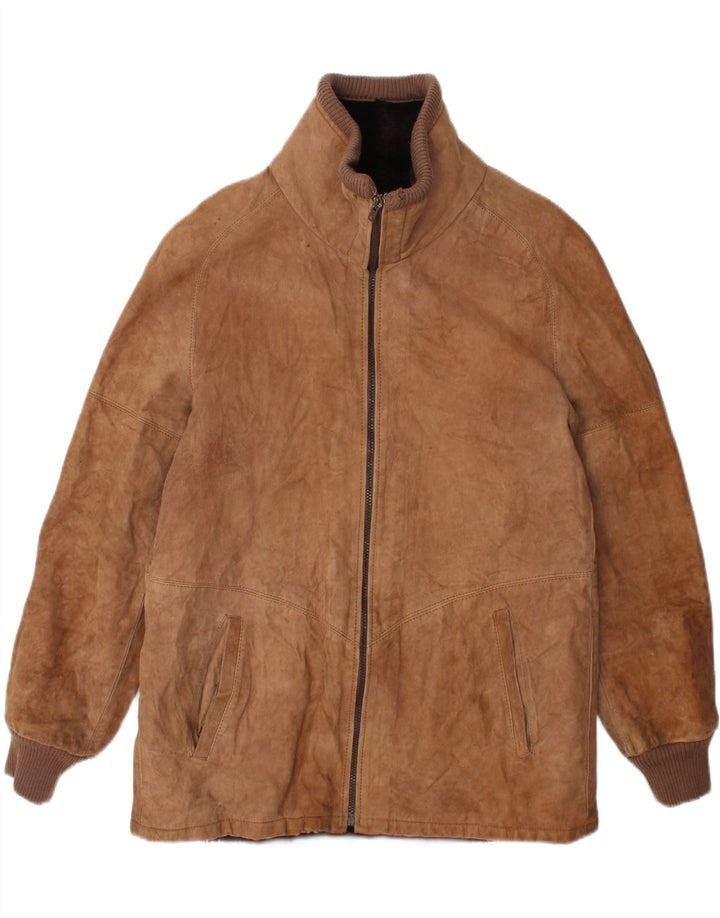 Vintage Ανδρικό Shearling Jacket UK 38 Medium Brown Δερμάτινο