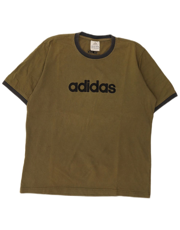 Ανδρικό γραφικό T-Shirt Adidas Top Medium Khaki Cotton
