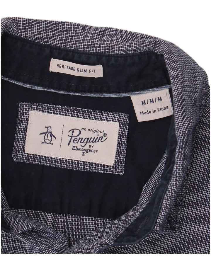 Ανδρικό πουκάμισο Penguin Heritage Slim Fit Medium Navy Blue Geometric Rayon