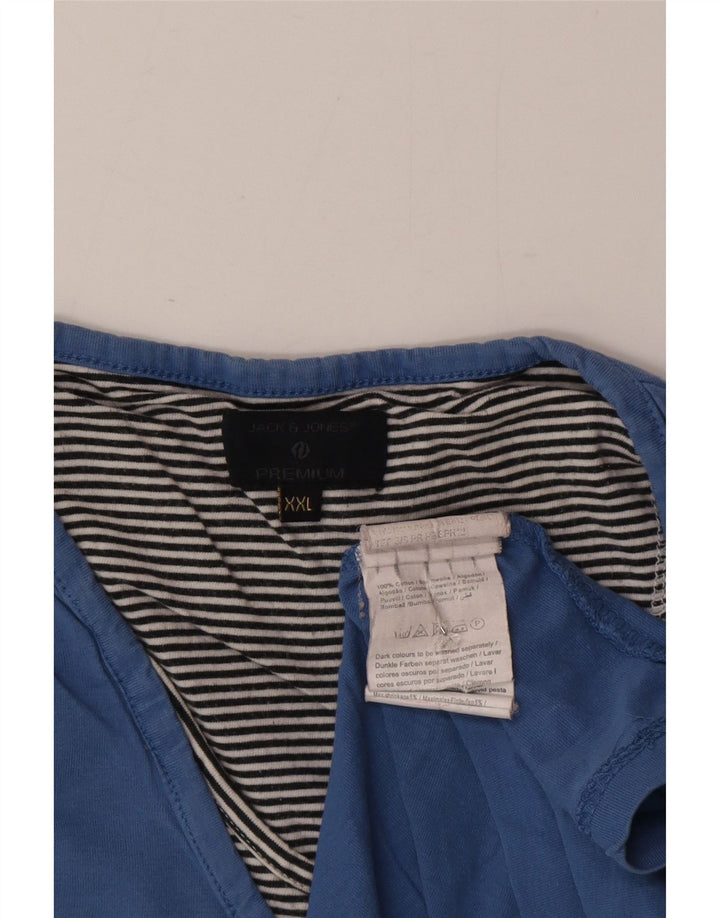 Jack & Jones Ανδρικό T-Shirt Top 2XL Μπλε βαμβακερό