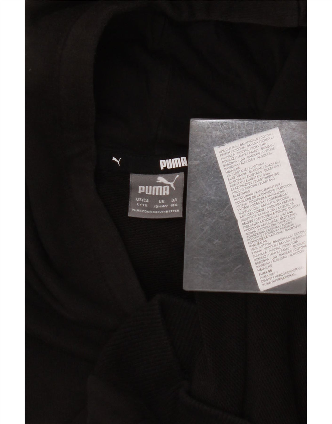 PUMA Girls Graphic Hoodie Jumper 13-14 ετών Μαύρο βαμβακερό