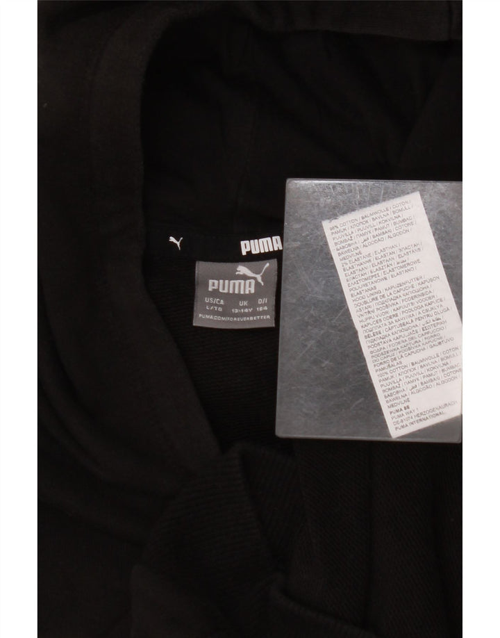 PUMA Girls Graphic Hoodie Jumper 13-14 ετών Μαύρο βαμβακερό