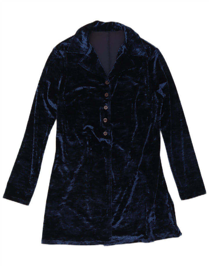 Vintage Γυναικείο Longline Μπλούζα IT 44 Medium Navy Blue Polyester
