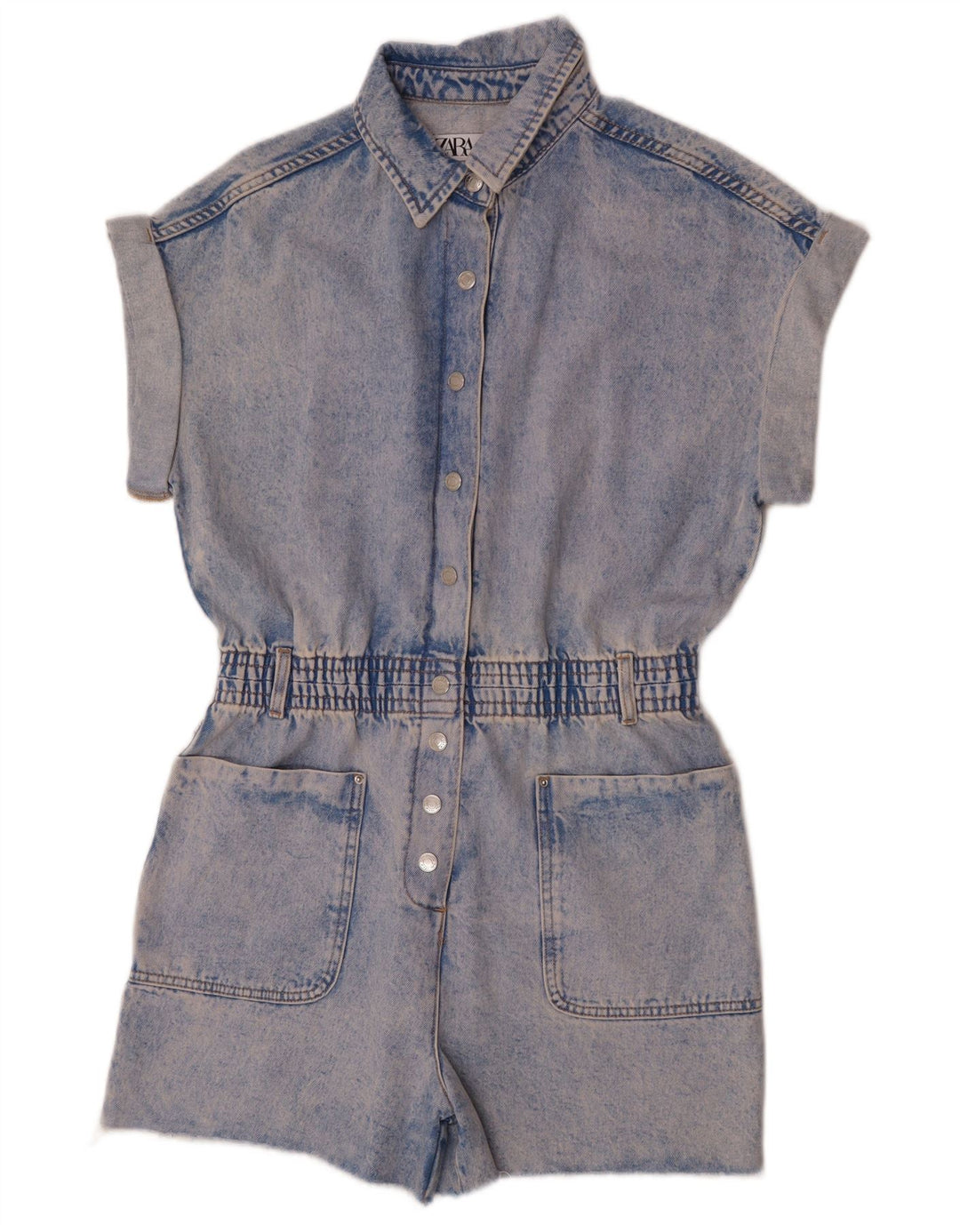 Zara Γυναικείο Τζιν Playsuit UK 14 Medium Blue Cotton