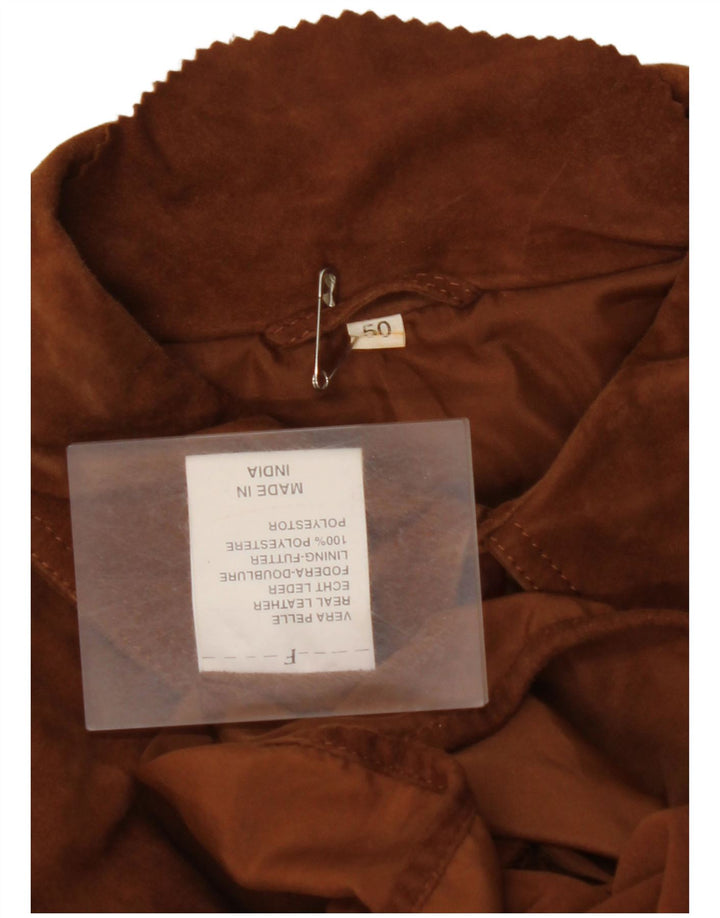 Ανδρικό πουκάμισο VINTAGE Suede πουκάμισο IT 50 Μεγάλο Καφέ Δερμάτινο
