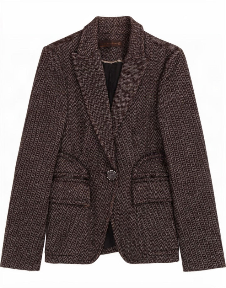 Zara Γυναικείο μπουφάν blazer UK 8 μικρού γκρι πολυεστέρα από ψαροκόκκαλο
