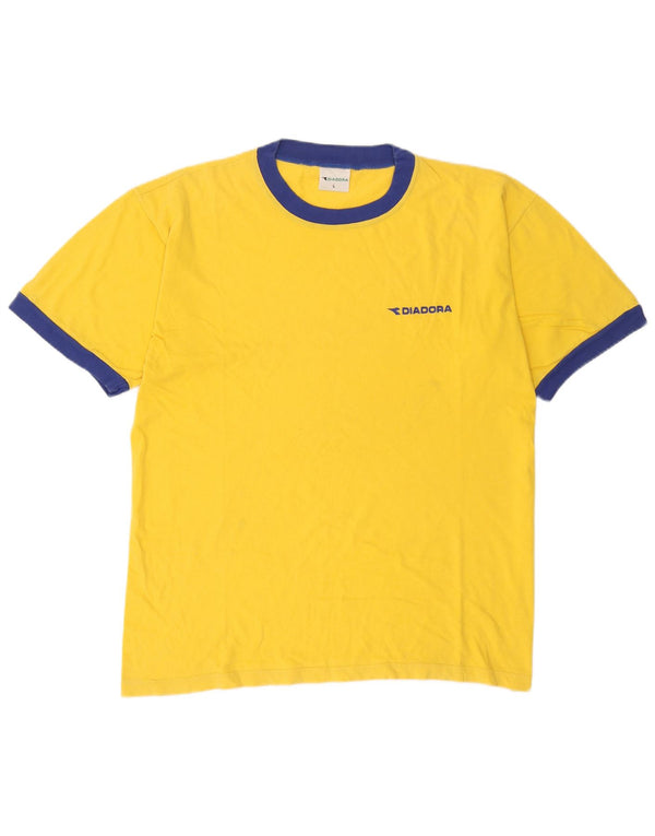 Ανδρικό T-Shirt Diadora Top Large Yellow Colourblock Βαμβακερό
