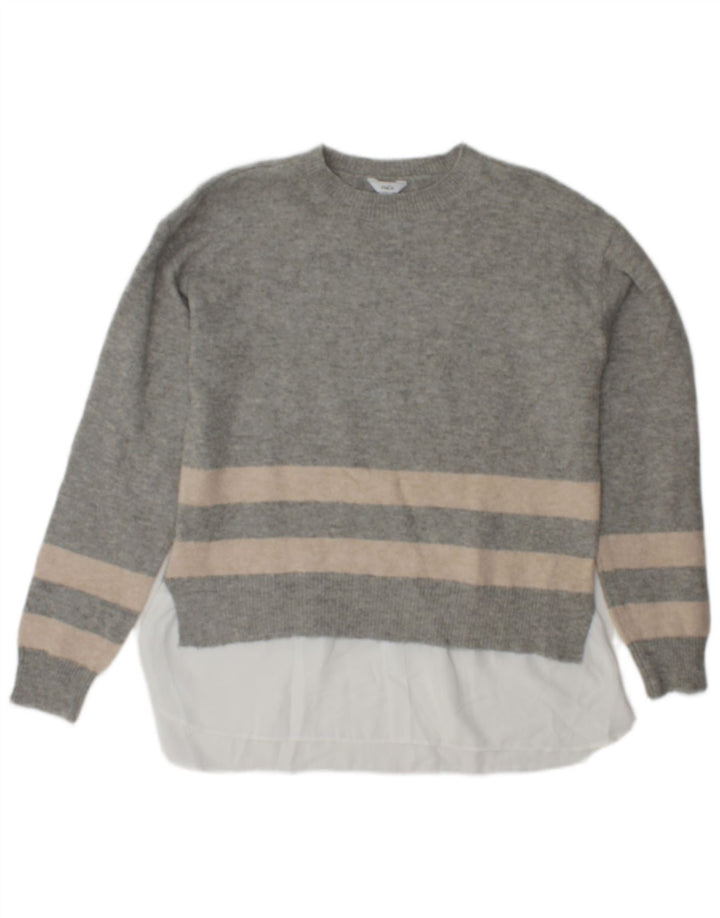M&Co Γυναικείο πουλόβερ με λαιμόκοψη UK 10 Small Grey ριγέ πολυεστέρα