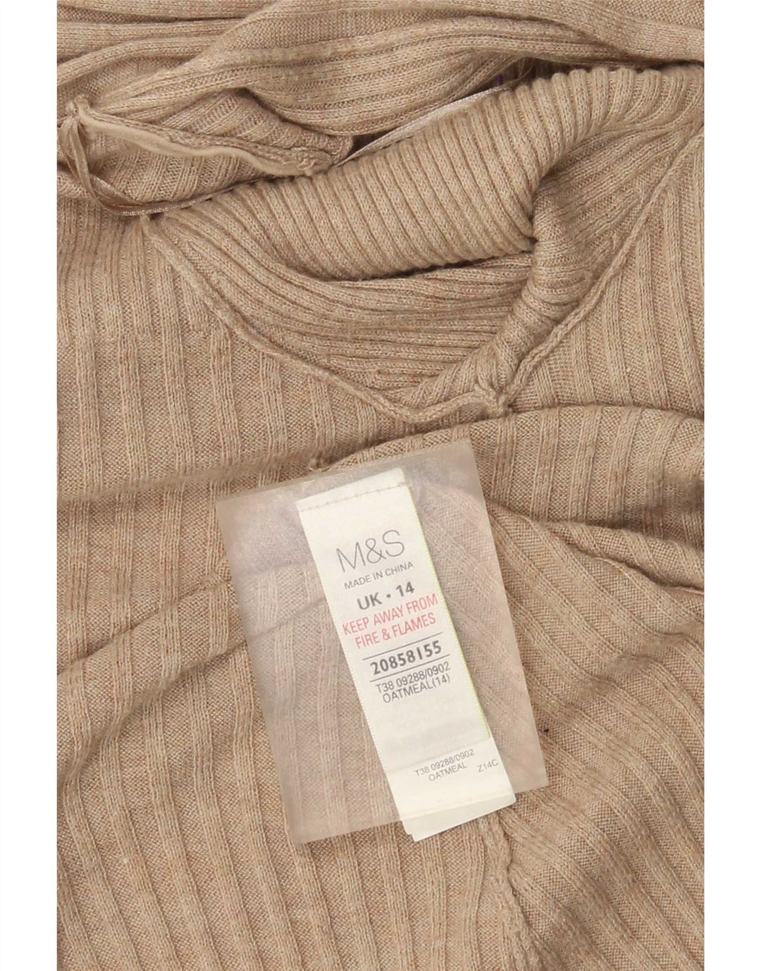 Marks & Spencer Γυναικείο Longline ανοιχτό πουλόβερ ζακέτα UK 14 Medium Beige