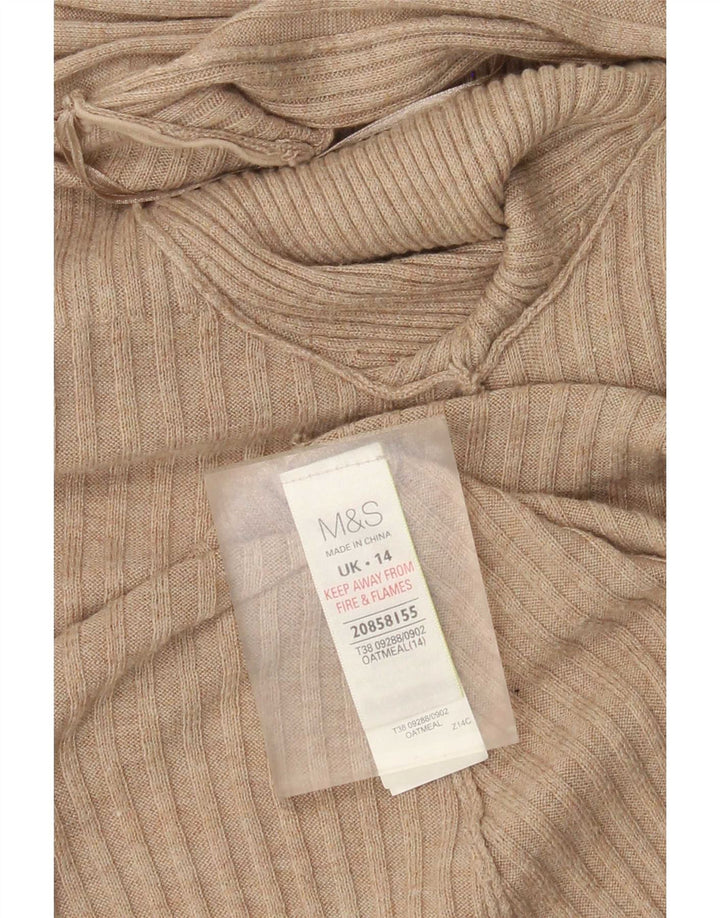 Marks & Spencer Γυναικείο Longline ανοιχτό πουλόβερ ζακέτα UK 14 Medium Beige