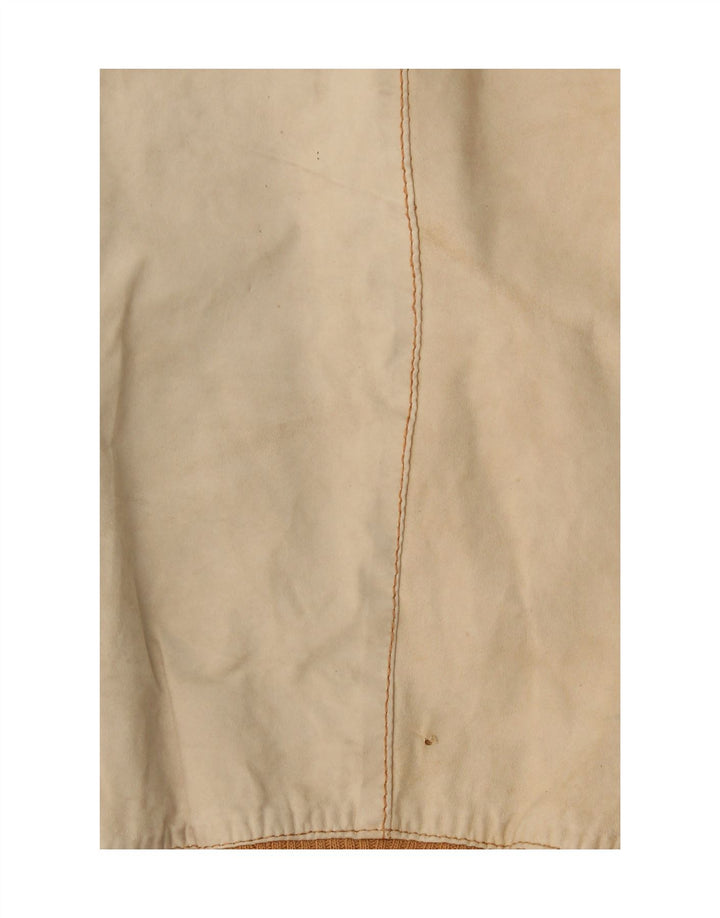 Vintage Γυναικείο Bomber Δερμάτινο Μπουφάν UK 14 Medium Beige