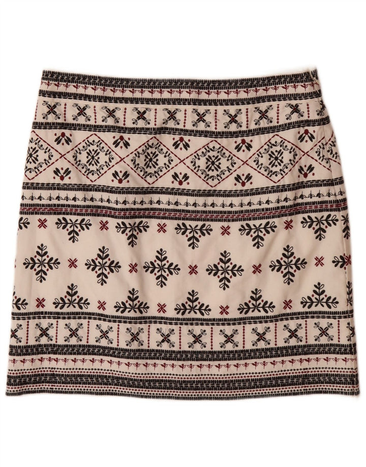 WHITE STUFF Γυναικεία μίνι φούστα UK 10 Small W32 Off White Fair Isle Cotton