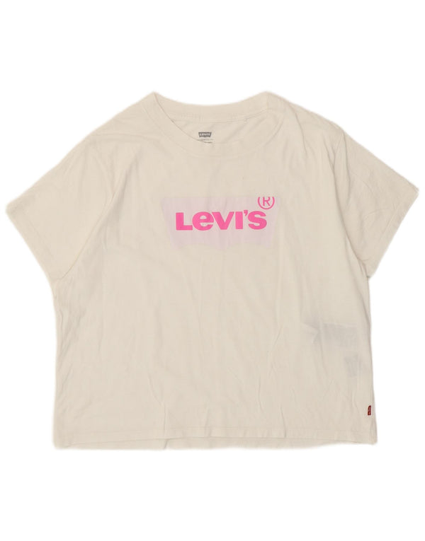 Γυναικείο γραφικό μπλουζάκι Levi's Crop Loose Fit Top 10 μικρό λευκό βαμβακερό