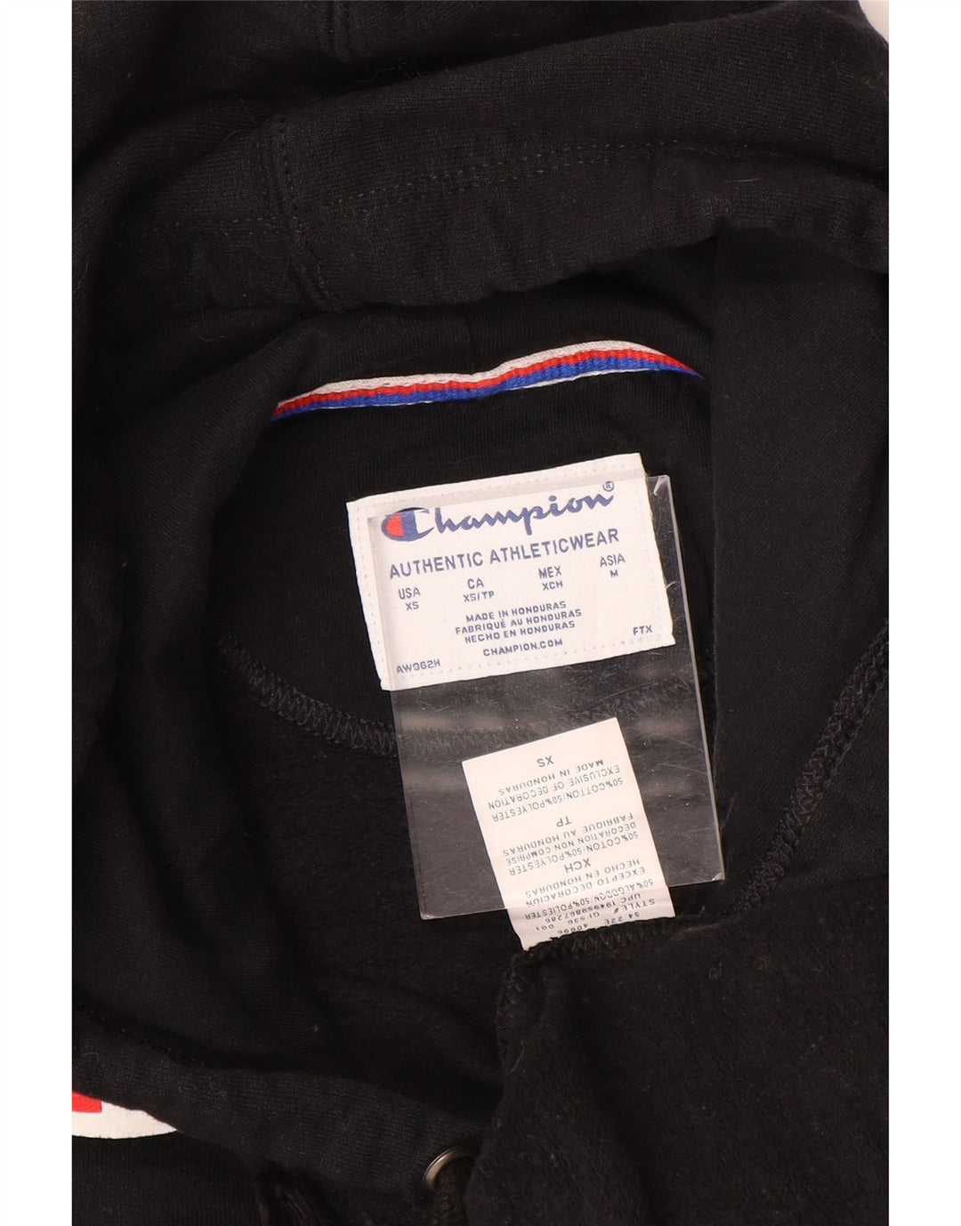 CHAMPION Γυναικείο υπερμεγέθη Crop Graphic Hoodie Jumper UK 6 XS μαύρο βαμβακερό