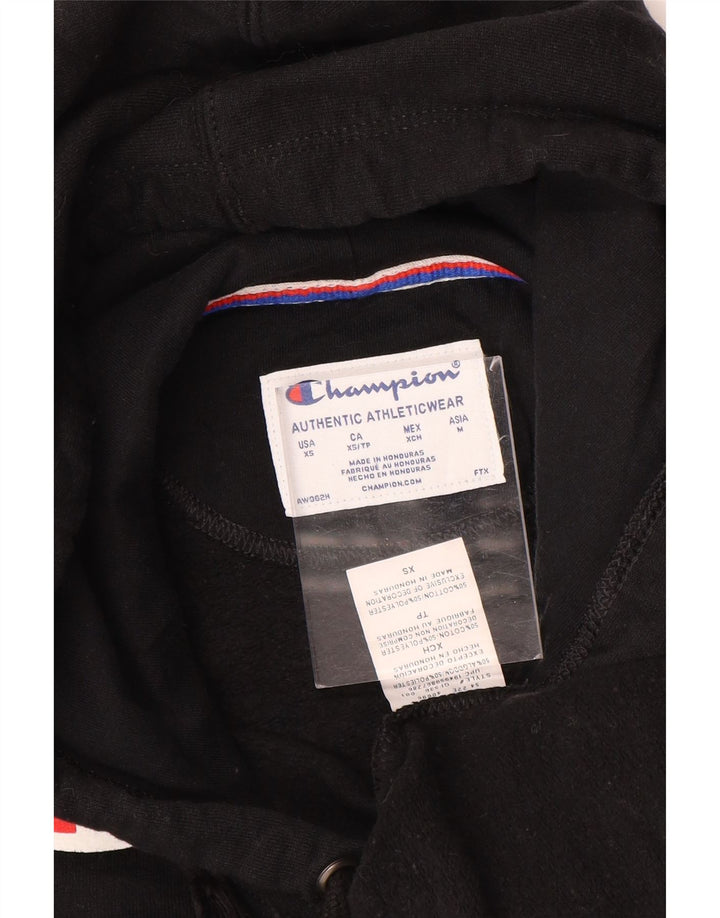 CHAMPION Γυναικείο υπερμεγέθη Crop Graphic Hoodie Jumper UK 6 XS μαύρο βαμβακερό