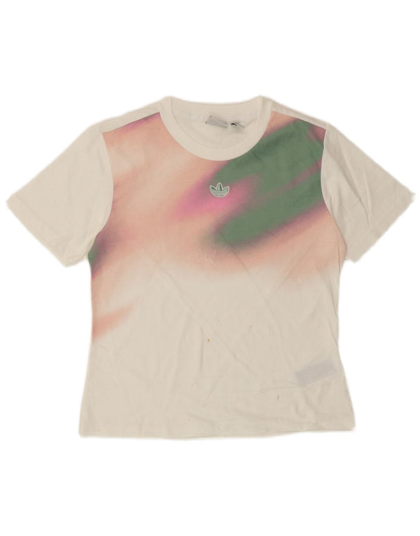 Adidas Γυναικείο T-Shirt Top UK 8 Small White Tie Dye Cotton