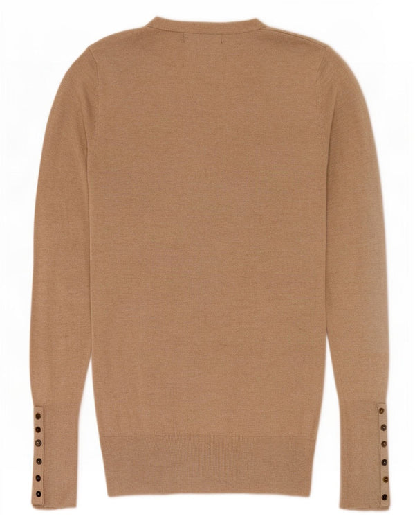 Zara Γυναικείο πουλόβερ με V λαιμόκοψη UK 14 Large Beige Rayon