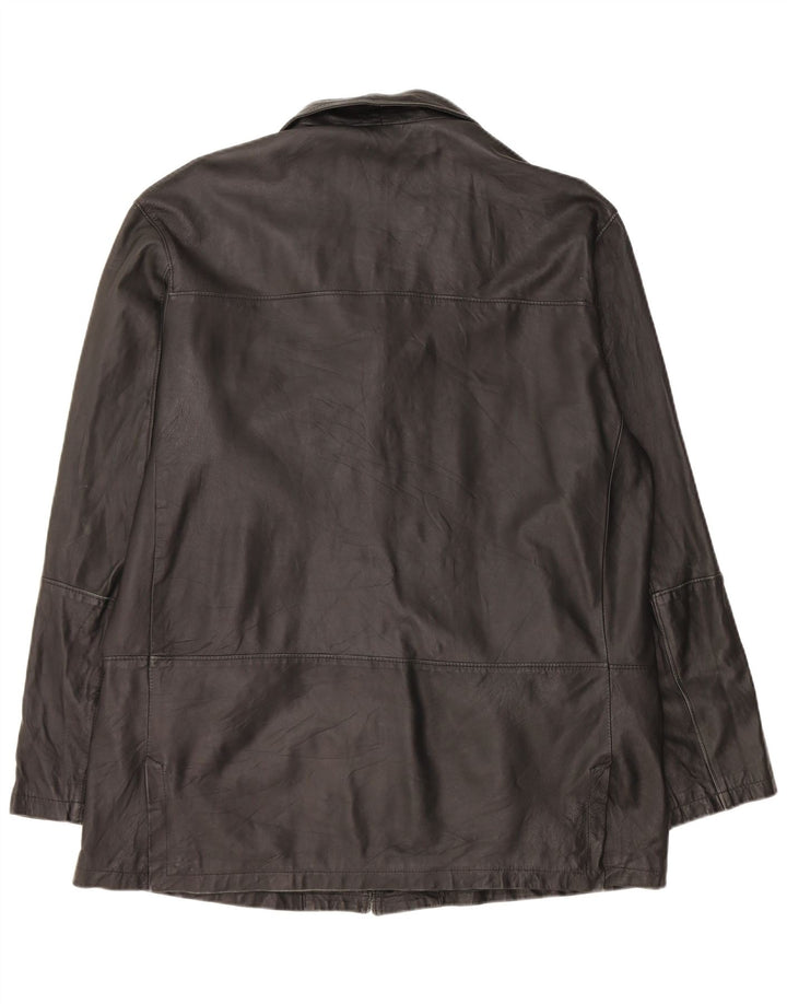 Bizzarro Ανδρικό τζάκετ Blazer 3 κουμπιών IT 54 2XL Μαύρο Δερμάτινο