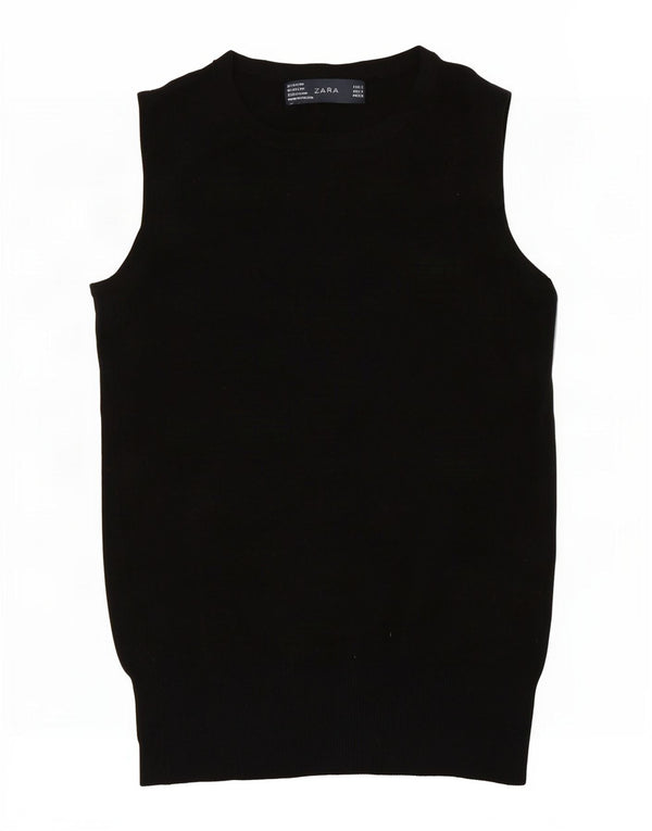Zara Γυναικείο γιλέκο Tank Top UK 8 Small Black Rayon