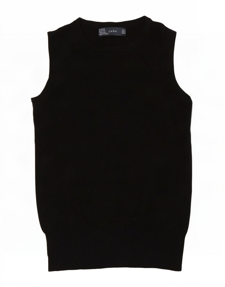Zara Γυναικείο γιλέκο Tank Top UK 8 Small Black Rayon