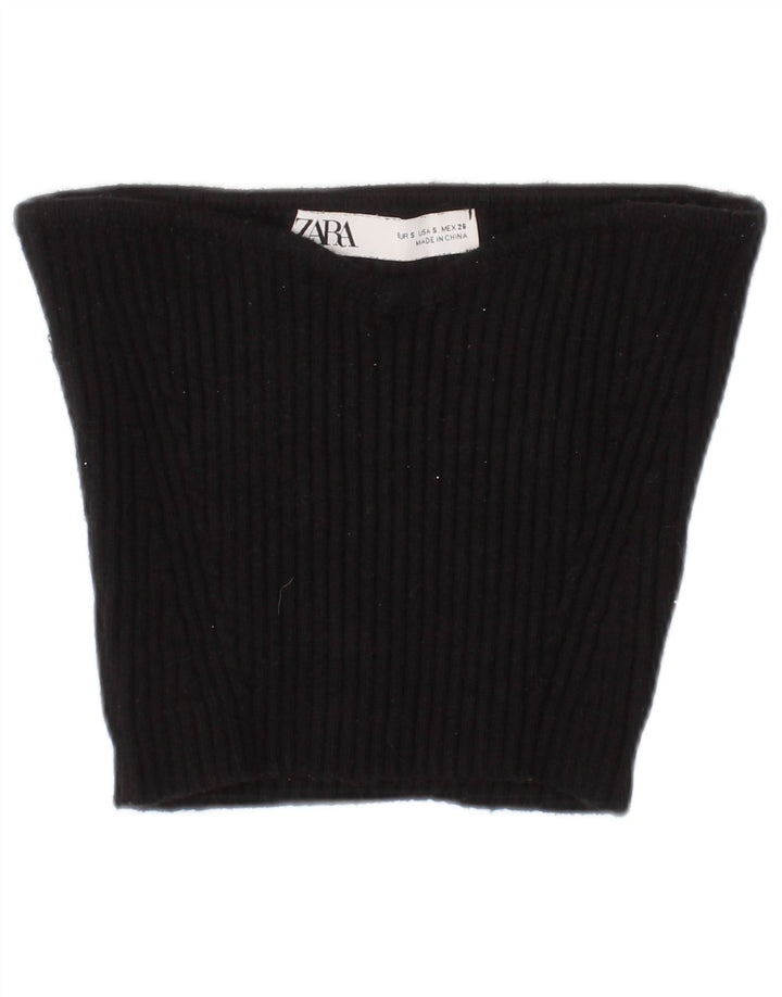 Zara Womens Off Shoulder Top Small Black Viscose