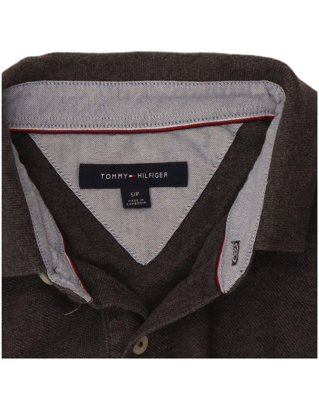 Ανδρικό πουκάμισο πόλο Tommy Hilfiger Μικρό γκρι βαμβακερό