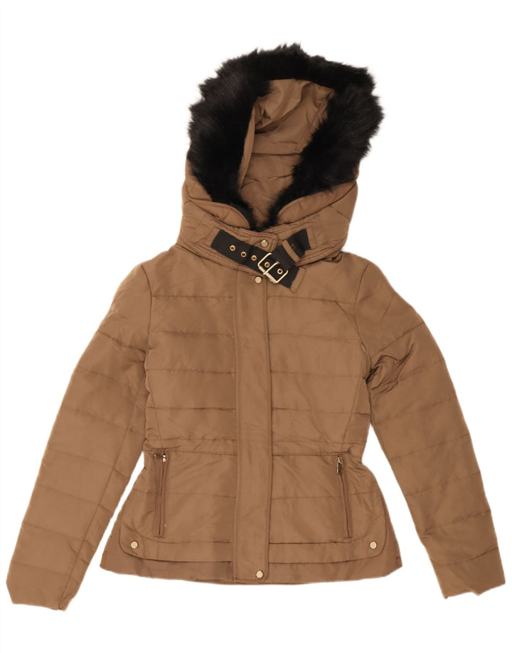 Zara Γυναικείο μπουφάν με κουκούλα UK 10 Small Brown