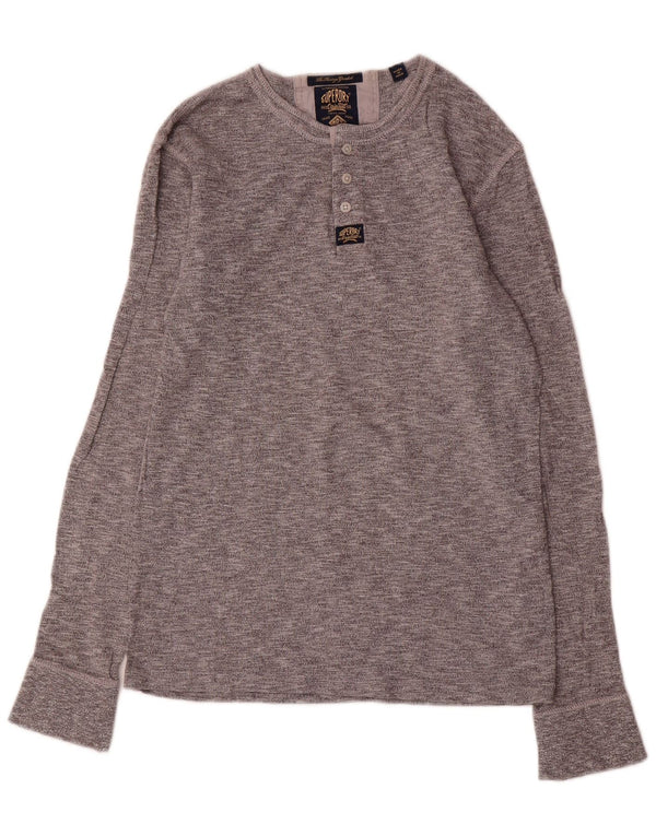 Ανδρική μπλούζα SUPERDRY Μακρυμάνικο μεσαίο γκρι βαμβακερό