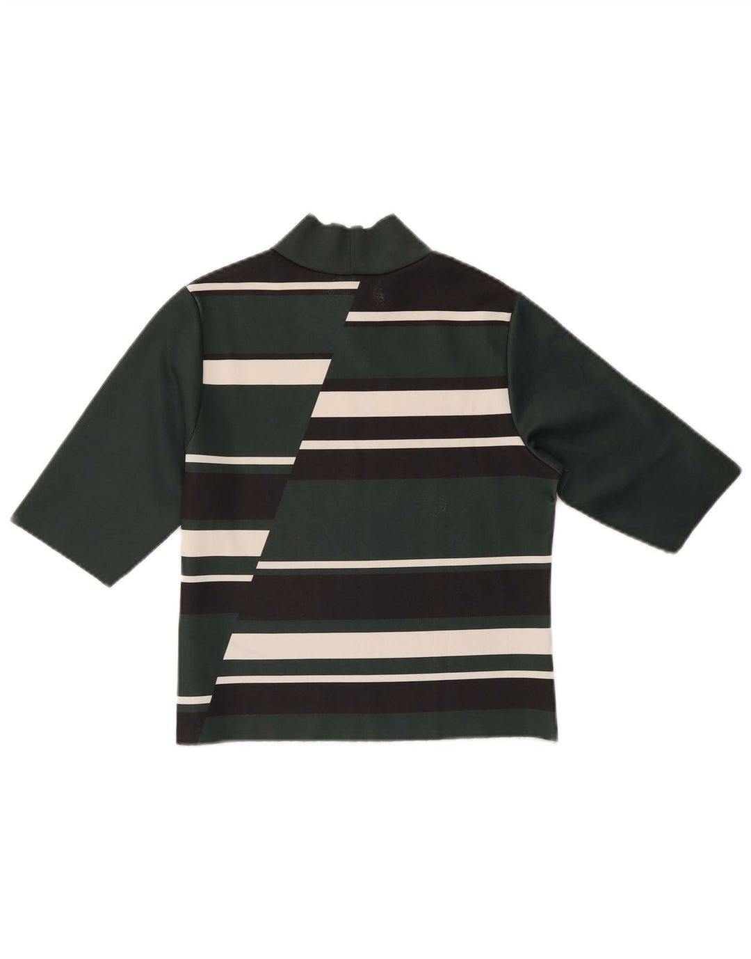 ZARA Γυναικείο Crop Top 3/4 Sleeve UK 12 Medium Green Colourblock