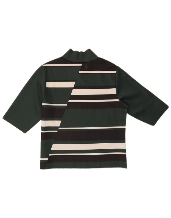 ZARA Γυναικείο Crop Top 3/4 Sleeve UK 12 Medium Green Colourblock