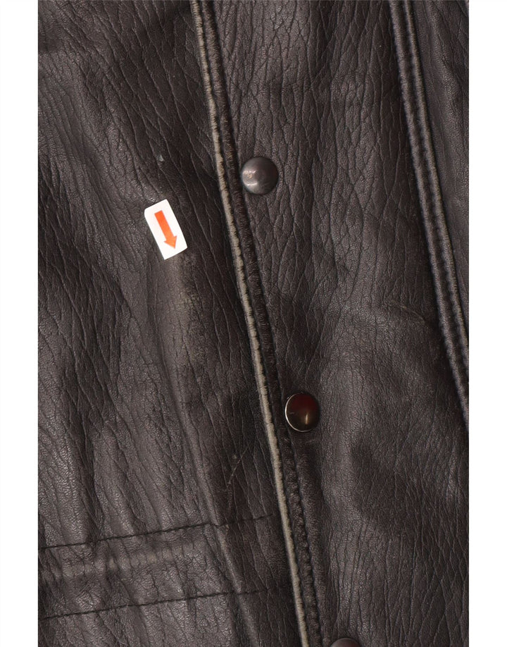 VINTAGE Ανδρικό Δερμάτινο Μπουφάν UK 40 Large Μαύρο Δερμάτινο