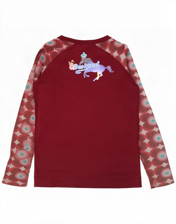 Desigual Γυναικείο Γραφικό Τοπ μακρυμάνικο UK 12 Medium Burgundy
