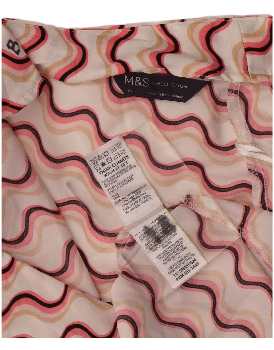 MARKS & SPENCER Γυναικεία αμάνικη μπλούζα τοπ UK 24 4XL Pink Chevron