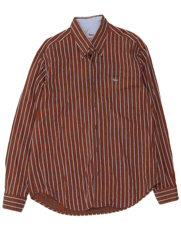 Ανδρικό πουκάμισο Harmont & Blaine 2XL καφέ ριγέ βαμβακερό