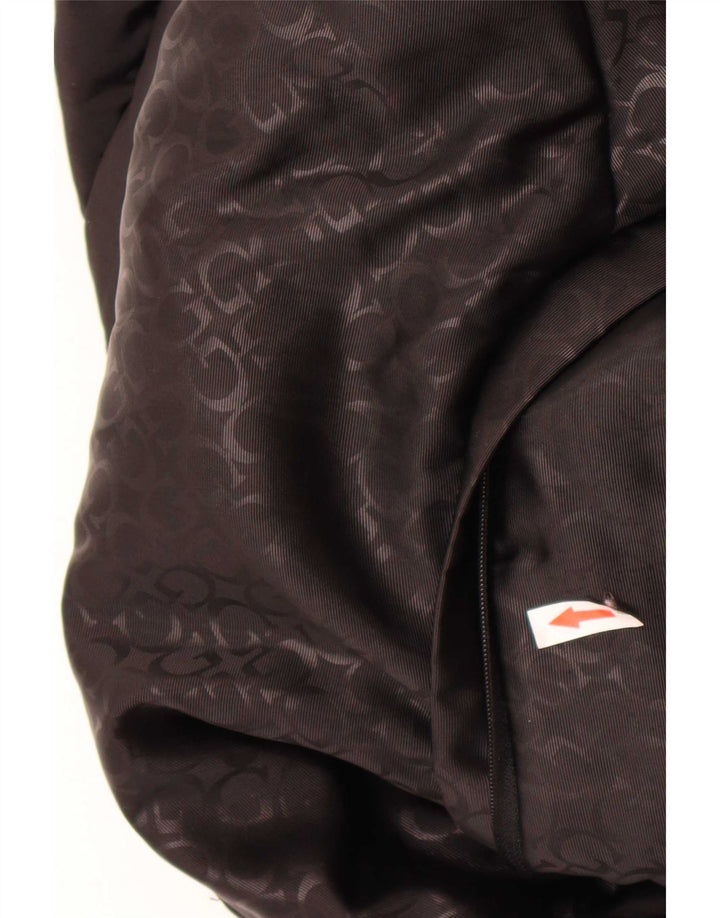 Guess Womens Crop Graphic Padded Jacket UK 6 XS Black Polyester
