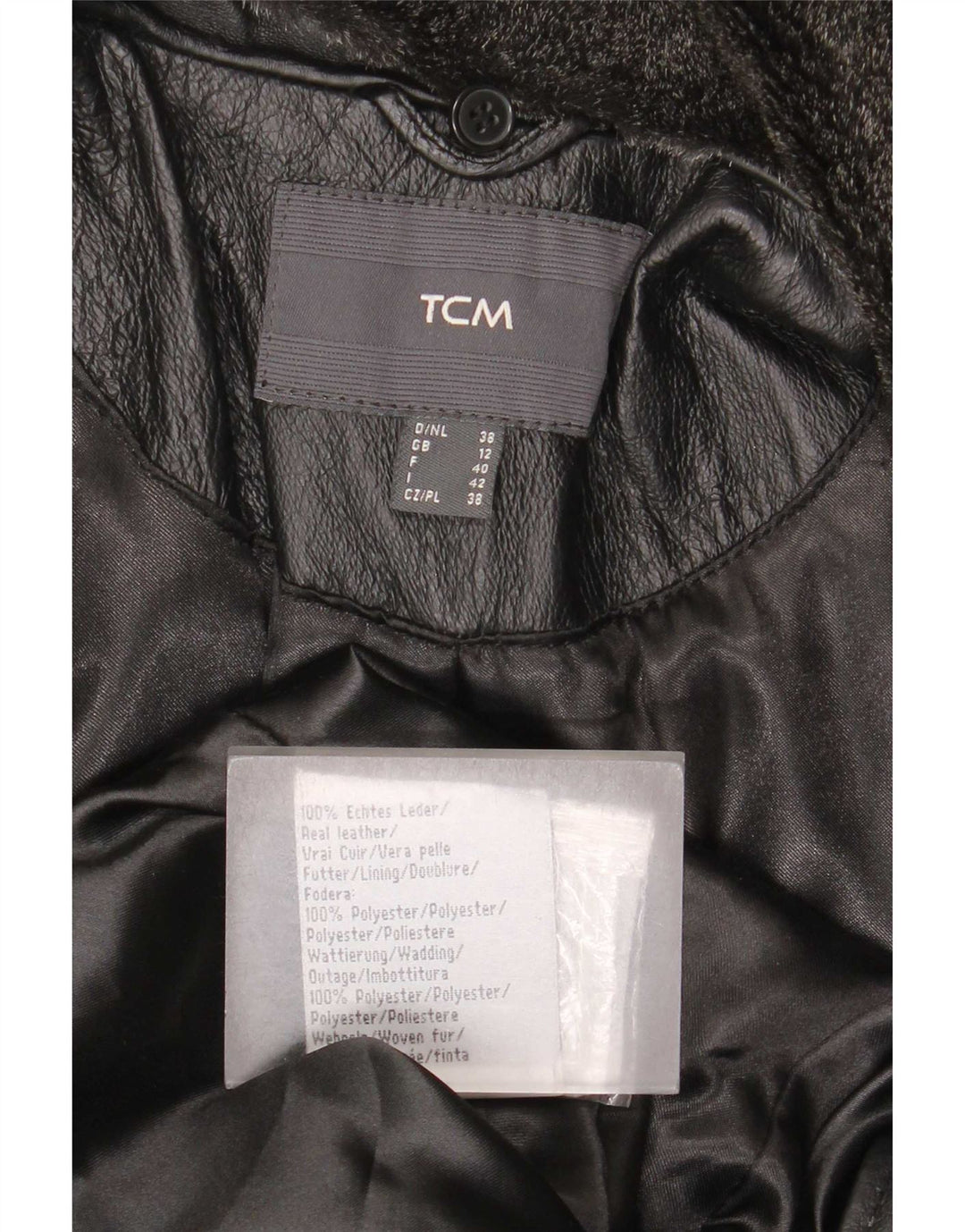 TCM Γυναικείο Δερμάτινο Παλτό UK 12 Medium Black Leather