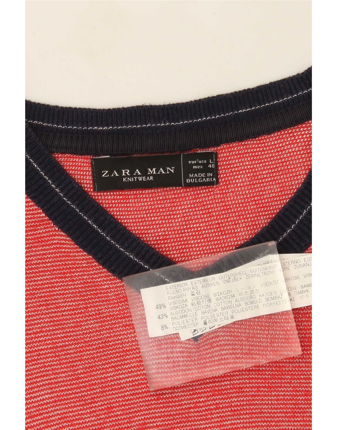 Ανδρικό πουλόβερ Zara με V λαιμόκοψη, μεγάλο κόκκινο χρώμα, βισκόζη