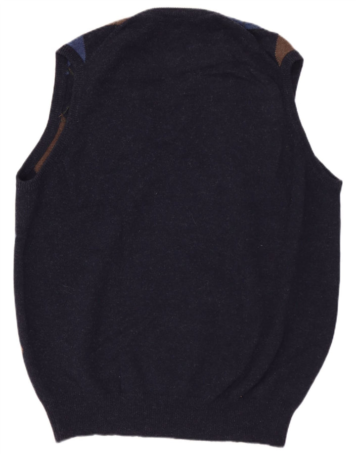 WILLIAM LOCKIE Ανδρικό γιλέκο Tank Top IT 52 Large Navy Blue Lambswool