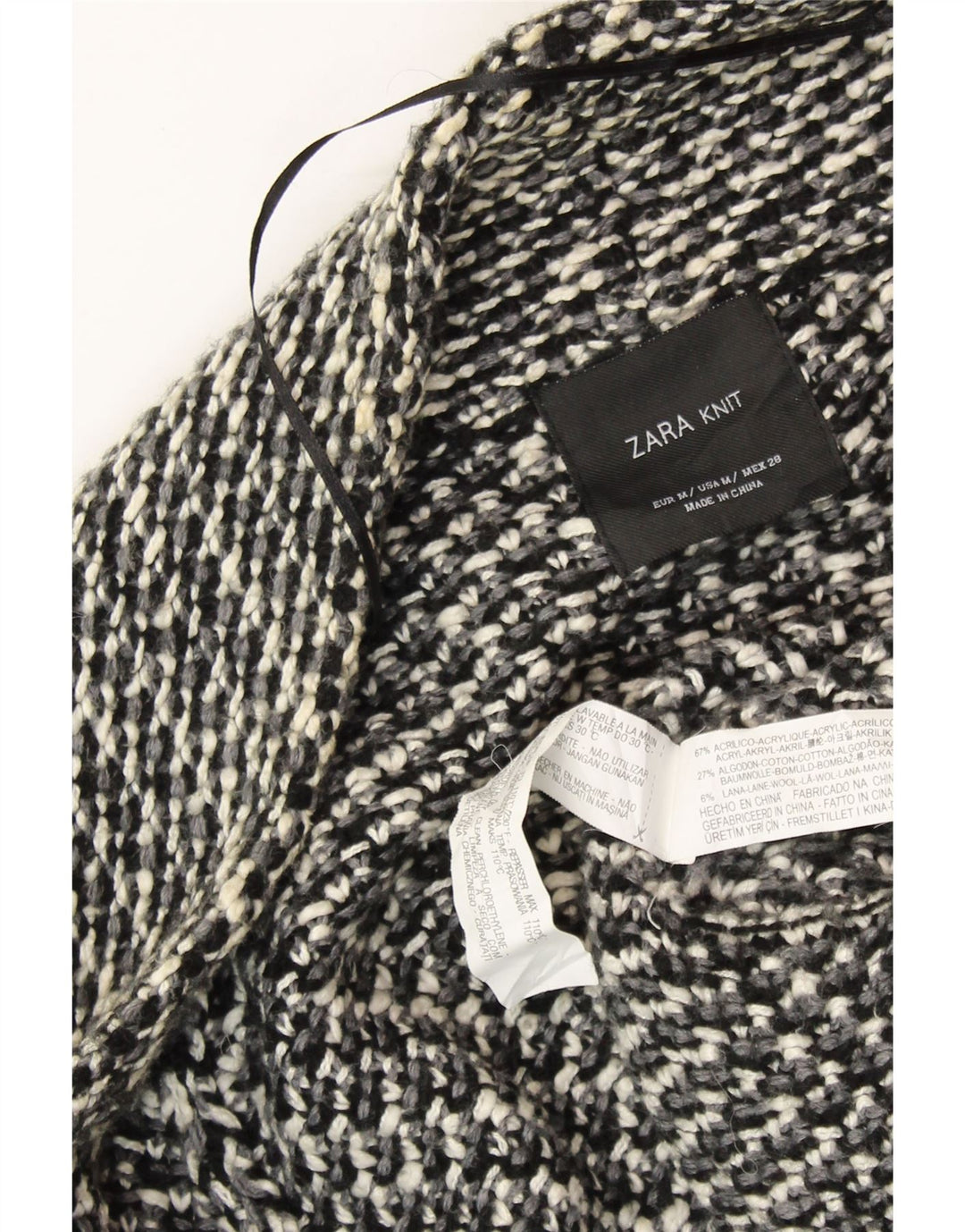 ZARA Γυναικείο ανοιχτό πουλόβερ με ζακέτα UK 14 μεσαίου μαύρου χρώματος