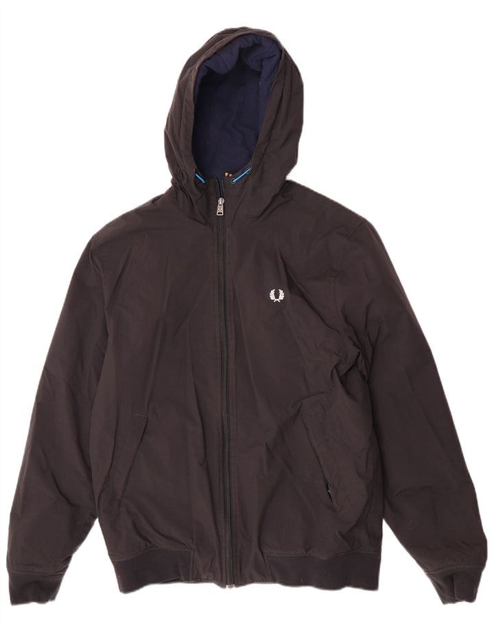 Fred Perry Ανδρικό Bomber Jacket με κουκούλα UK 36 Small Black Polyamide