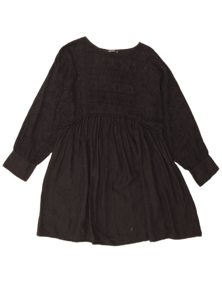 Zara Γυναικείο μακρυμάνικο Oversized Basic φόρεμα UK 10 Small Black Floral
