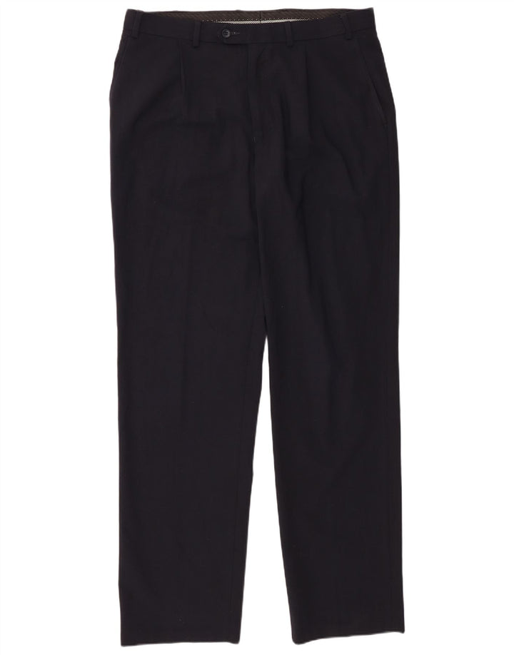 Marks & Spencer Ανδρικό παντελόνι με καρφίτσα W36 L33 Navy Blue Polyester