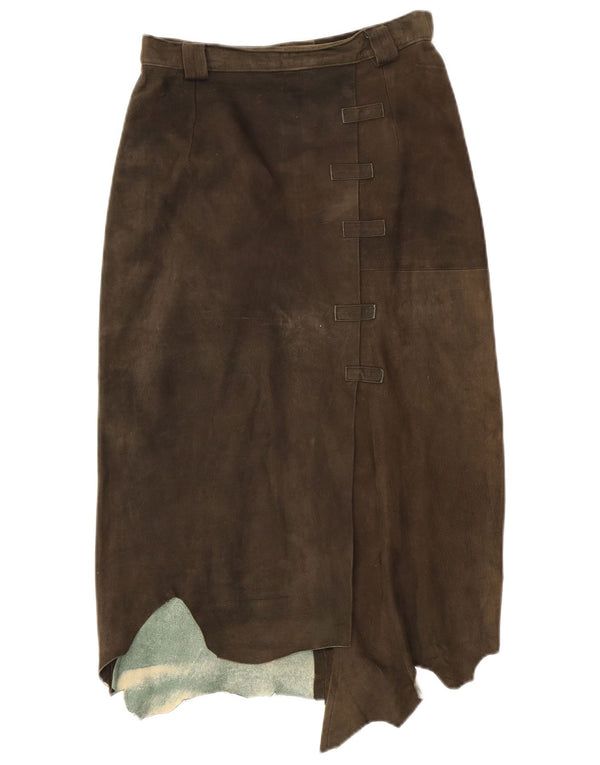 Vintage γυναικεία ψηλόμεση ασύμμετρη φούστα UK 14 Medium W26 L30 Khaki