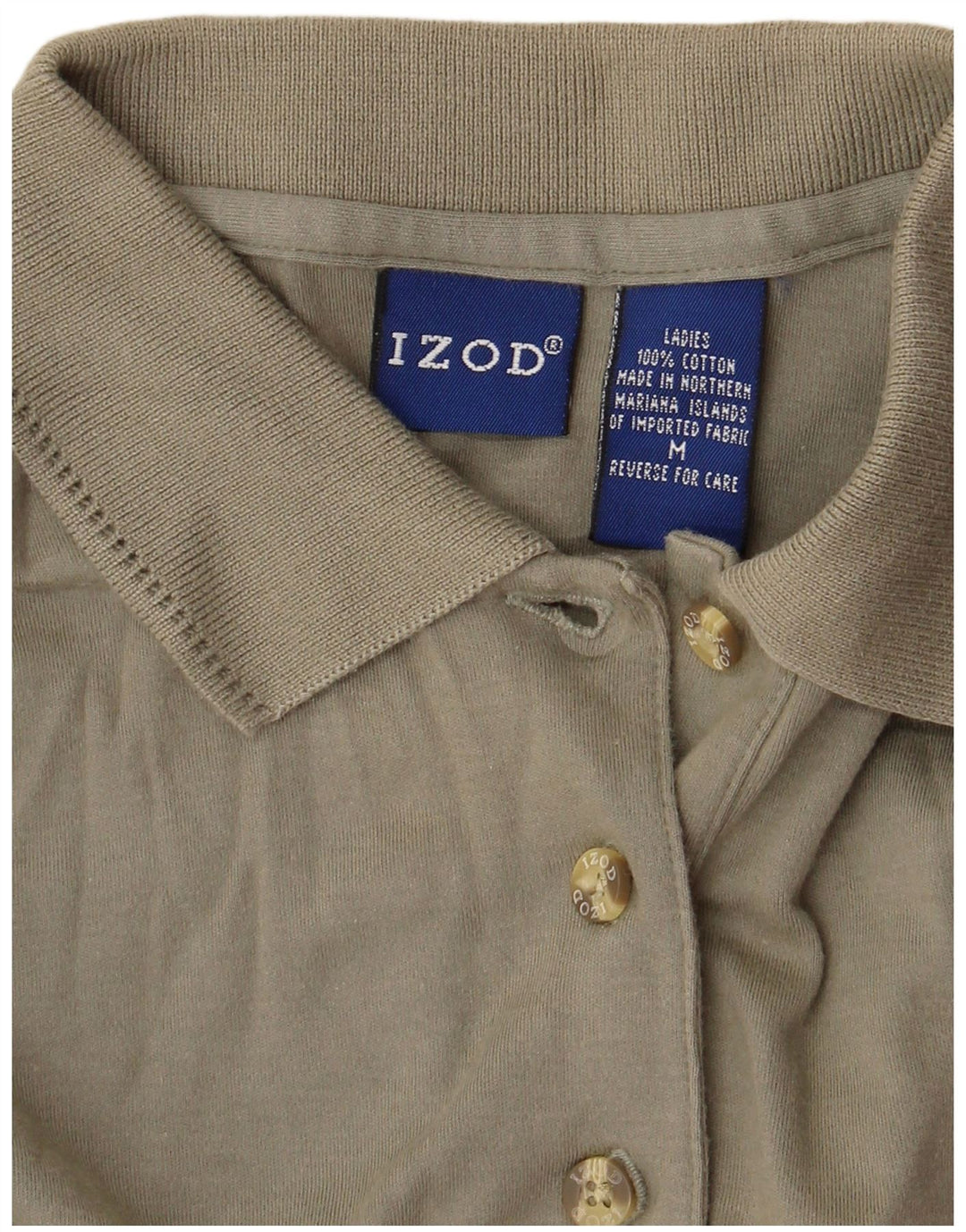 Izod Γυναικείο πουκάμισο πόλο UK 14 Μεσαίο βαμβακερό χακί