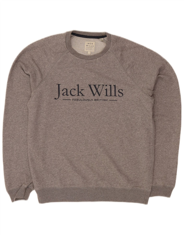 Ανδρικό γραφικό φούτερ Jack Wills, μεσαίο γκρι βαμβακερό