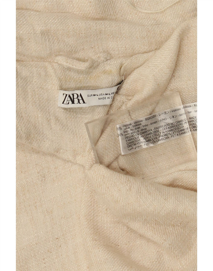 Zara Γυναικείο Oversized Ανοιχτό Πανωφόρι UK 14 Medium Off White Viscose
