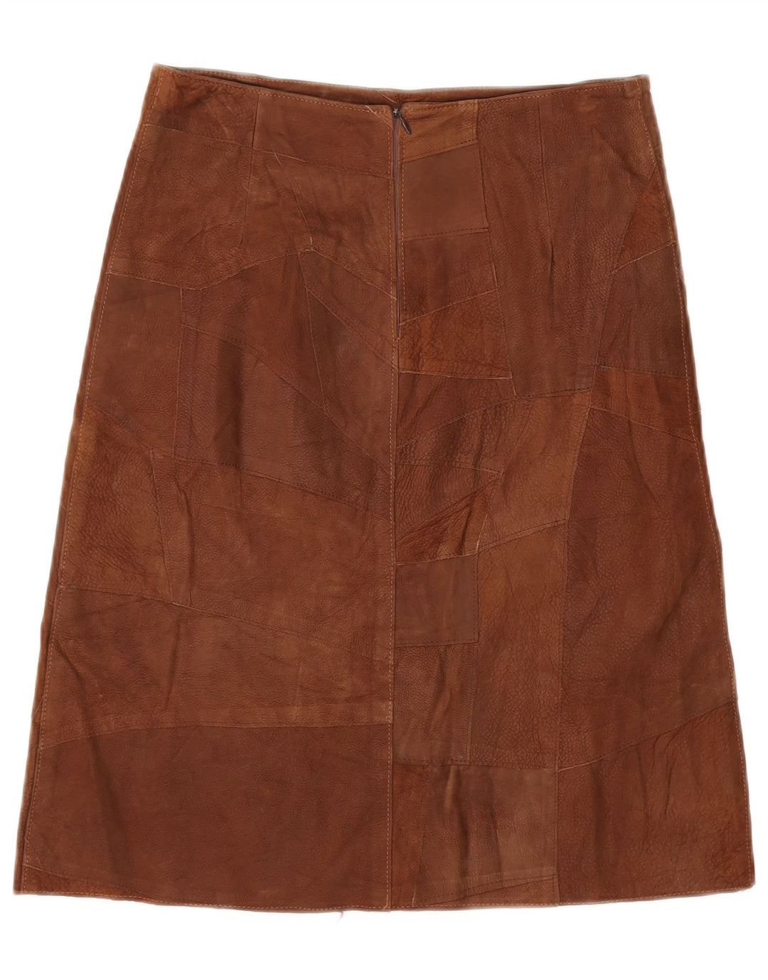 Γυναικεία Δερμάτινη Φούστα VINTAGE IT 42 Medium W30 Καφέ Δερμάτινο Patchwork