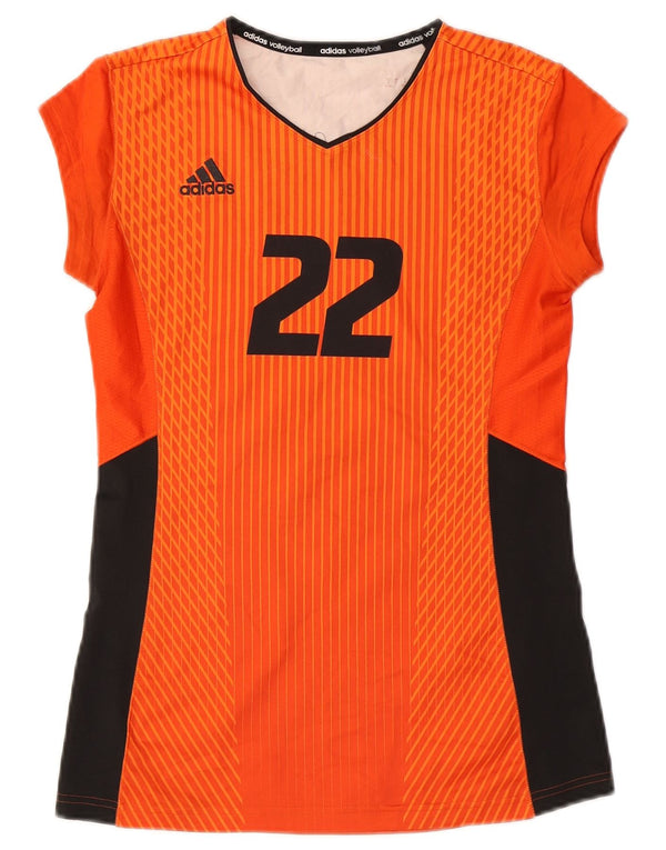 Adidas Γυναικείο Climacool γραφικό μακρυμάνικο UK 10 Small Orange